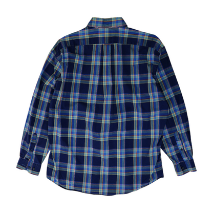 Navy Plaid Long Sleeve Button Down