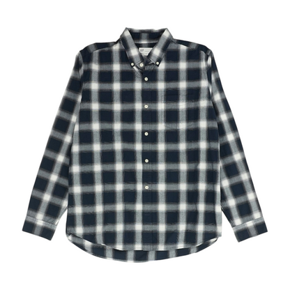 Navy Plaid Long Sleeve Button Down