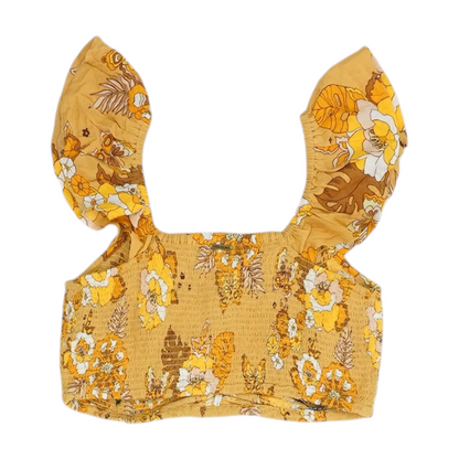 Beige Floral Cropped Blouse