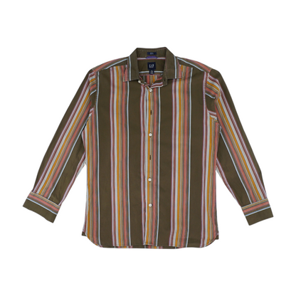 Brown Striped Long Sleeve Button Down