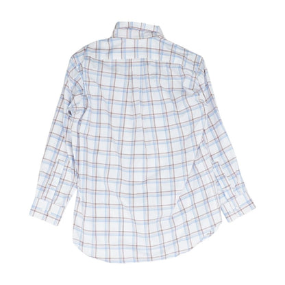 White Plaid Long Sleeve Button Down