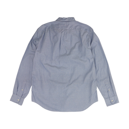 Blue Solid Long Sleeve Button Down