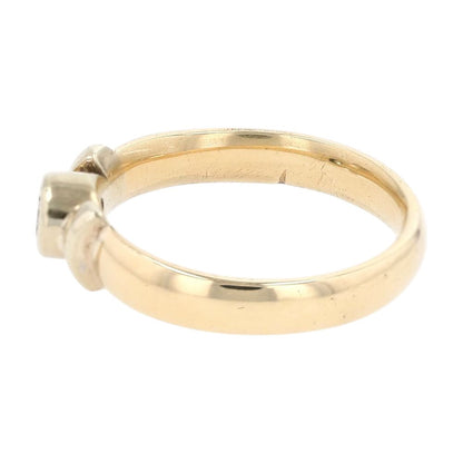 1/4 Ct 14K Two Tone Gold Bezel Set And Bar Diamond Engagement Style Band