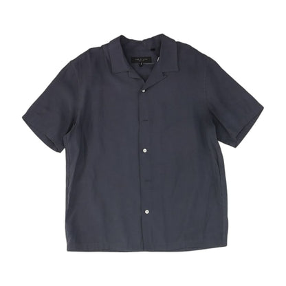 Navy Solid Short Sleeve Button Down