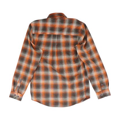 Orange Plaid Flannel Button Down