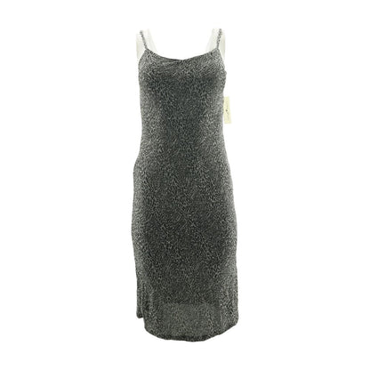 Silver Animal Print Midi Dress