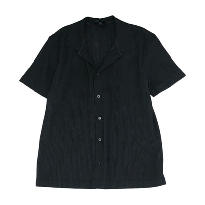 Black Solid Short Sleeve Button Down