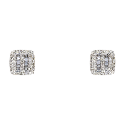 14K White Gold Diamond Stud Earrings