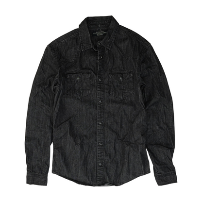 Black Solid Long Sleeve Button Down