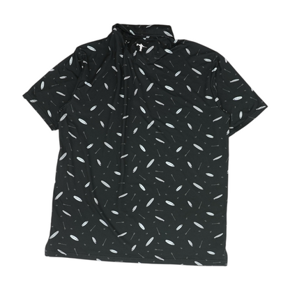 Black Print Short Sleeve Polo