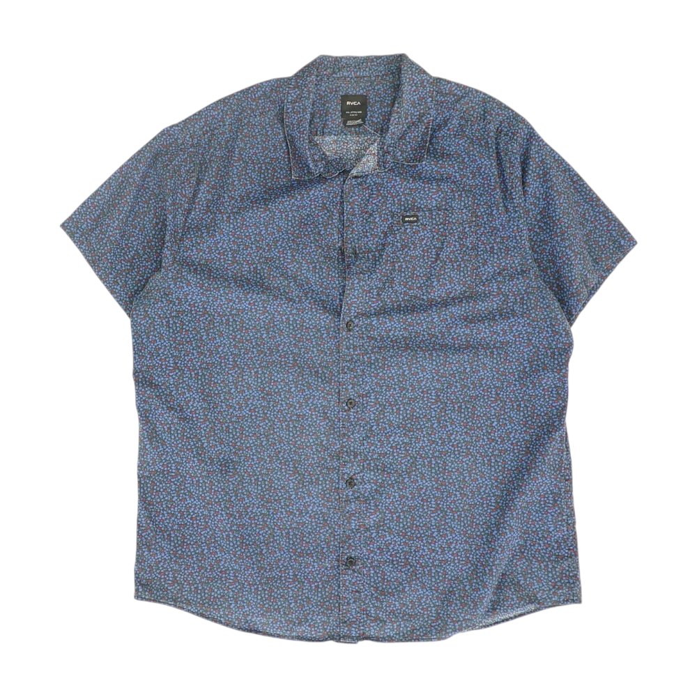 Gray Floral Short Sleeve Button Down