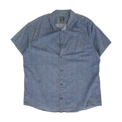 Gray Floral Short Sleeve Button Down
