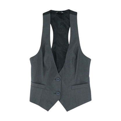Black Solid Casual Vest