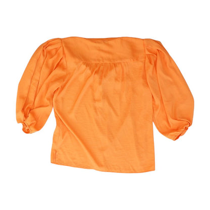Neon Orange Solid Long Sleeve Blouse
