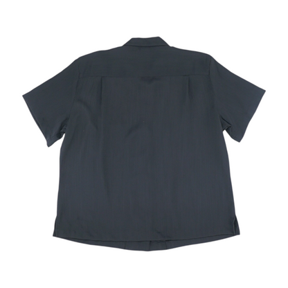 Black Solid Short Sleeve Button Down