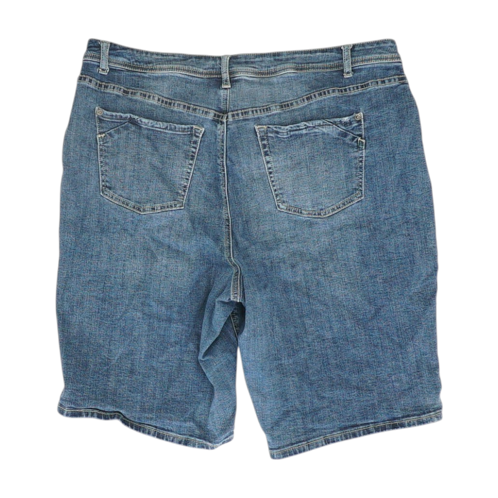 Blue Plus Size Solid Denim Shorts