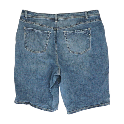 Blue Plus Size Solid Denim Shorts