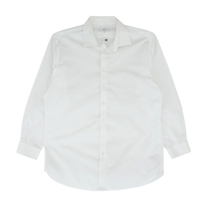 White Solid Long Sleeve Button Down