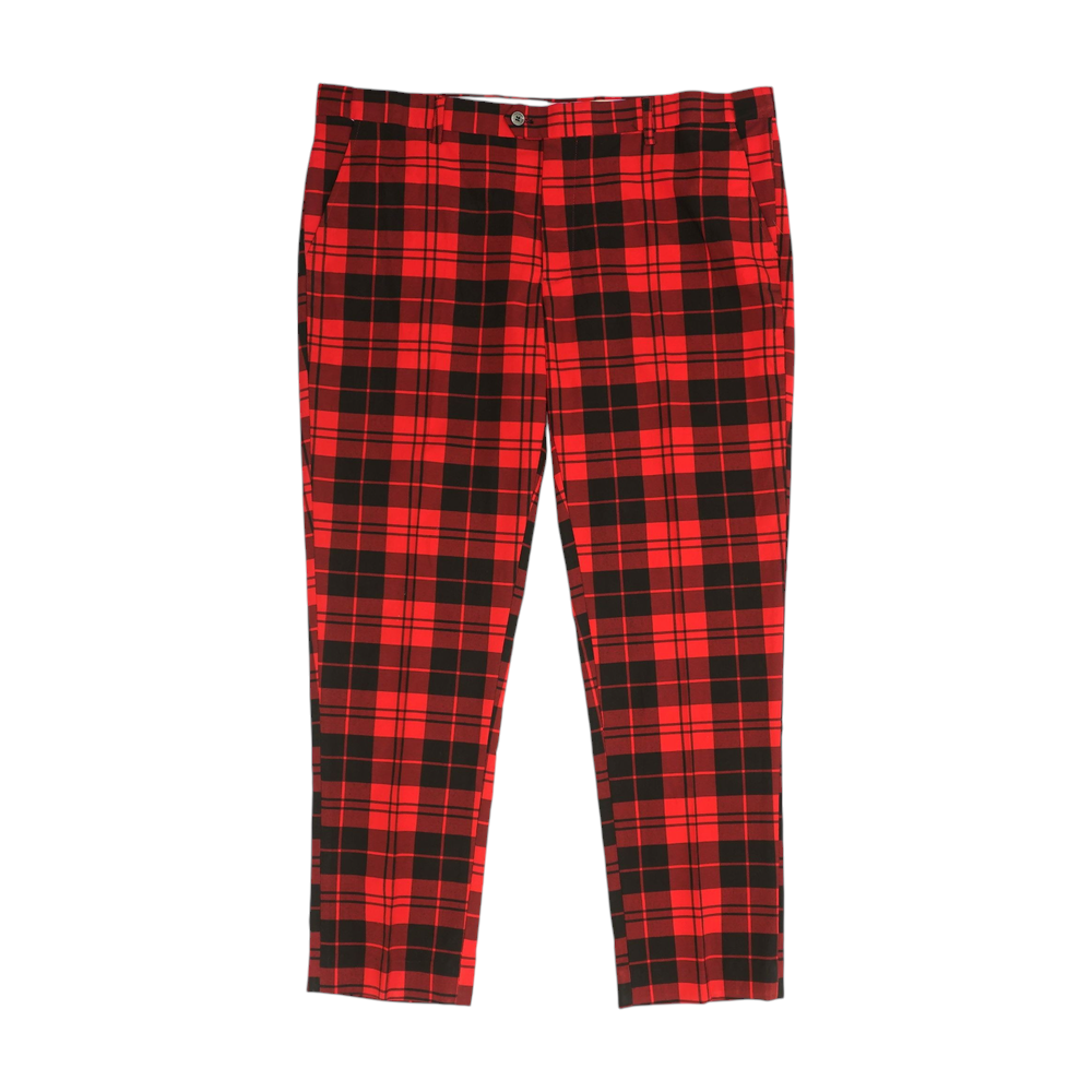 Red Plaid Slim Pants