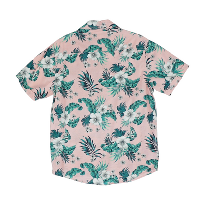 Vintage Pink Tropical Short Sleeve Button Down