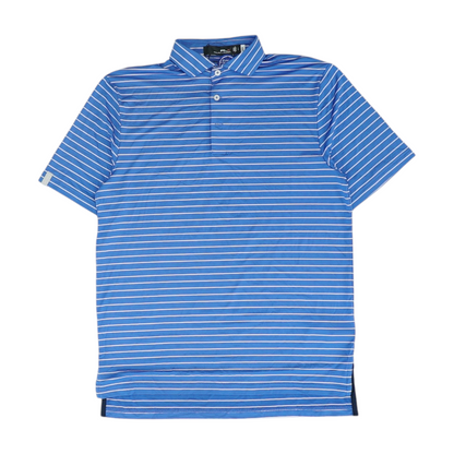 Blue Striped Short Sleeve Polo