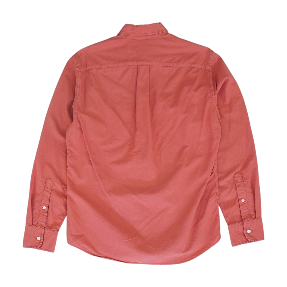 Red Solid Long Sleeve Button Down