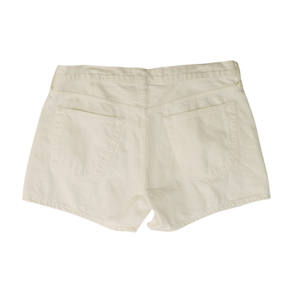 White Solid Denim Shorts