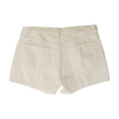 White Solid Denim Shorts