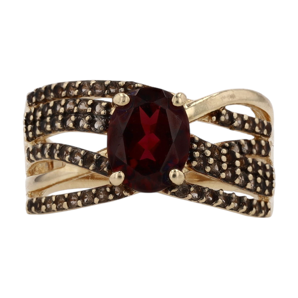 14K Yellow Gold Garnet Fashion Ring