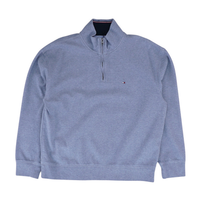 Blue Solid 1/4 Zip Pullover