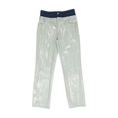 Green Color Block Five Pocket Pants