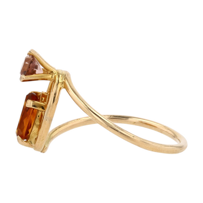 14K Yellow Gold Orange Stone Fashion Ring