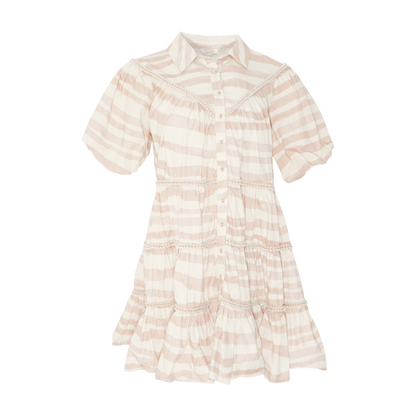 Beige Striped Mini Dress