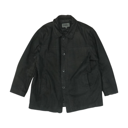 Black Solid Leather Jacket