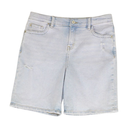 Blue Solid Denim Shorts