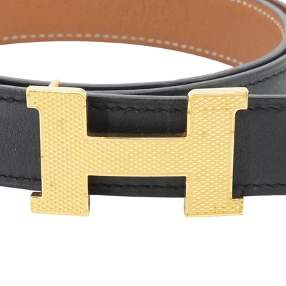 Noir & Gold Mini Constance Guillochee Belt Buckle & Reversible Leather Strap 24 mm in Swift and Epsom Calfskin