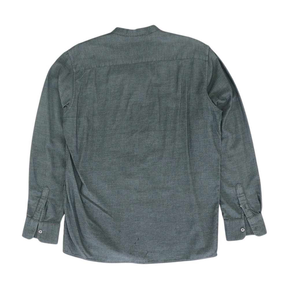 Gray Solid Long Sleeve Button Down