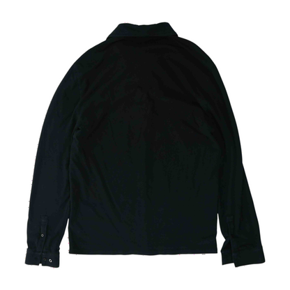 Black Solid Long Sleeve Polo