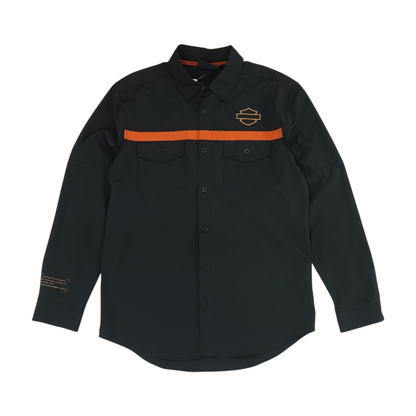 Black Solid Long Sleeve Button Down