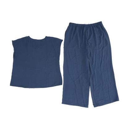 Blue Solid Pant Set