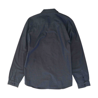 Blue Solid Long Sleeve Button Down