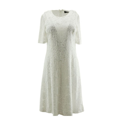 White Solid Midi Dress
