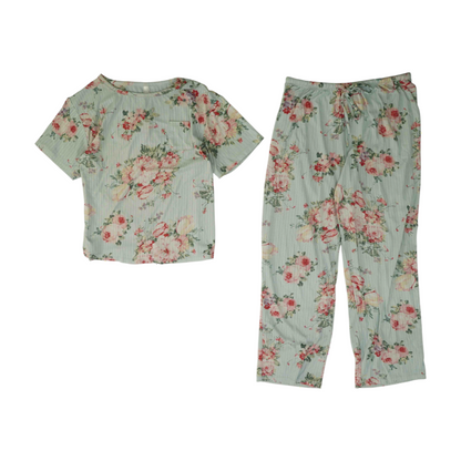 Blue Floral Pajama Set