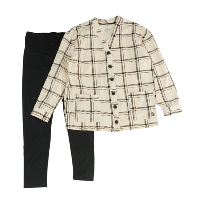Beige Plaid Pant Set