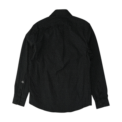 Black Abstract Long Sleeve Button Down