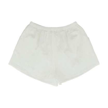 White Solid Knit Shorts