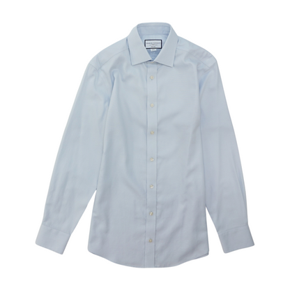 Blue Solid Long Sleeve Button Down