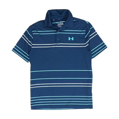 Navy Striped Short Sleeve Polo