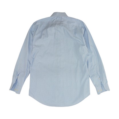 White Long Check Long Sleeve Button Down