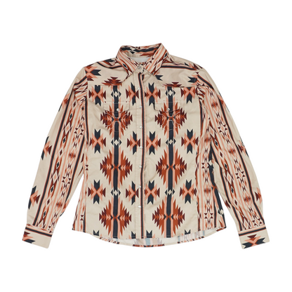 Beige Abstract Button Down